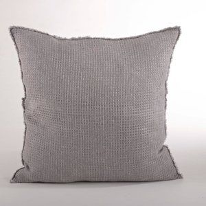 Grey Waffle Weave 20" Filled Linen Decorative Throw Pillow